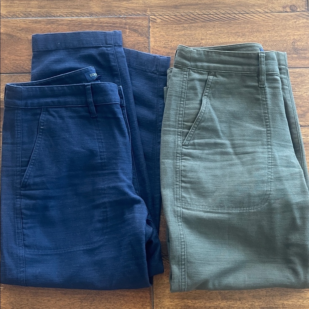 J Crew factory Cotton Camp Pants Green Blue size 28P - Picture 2 of 16